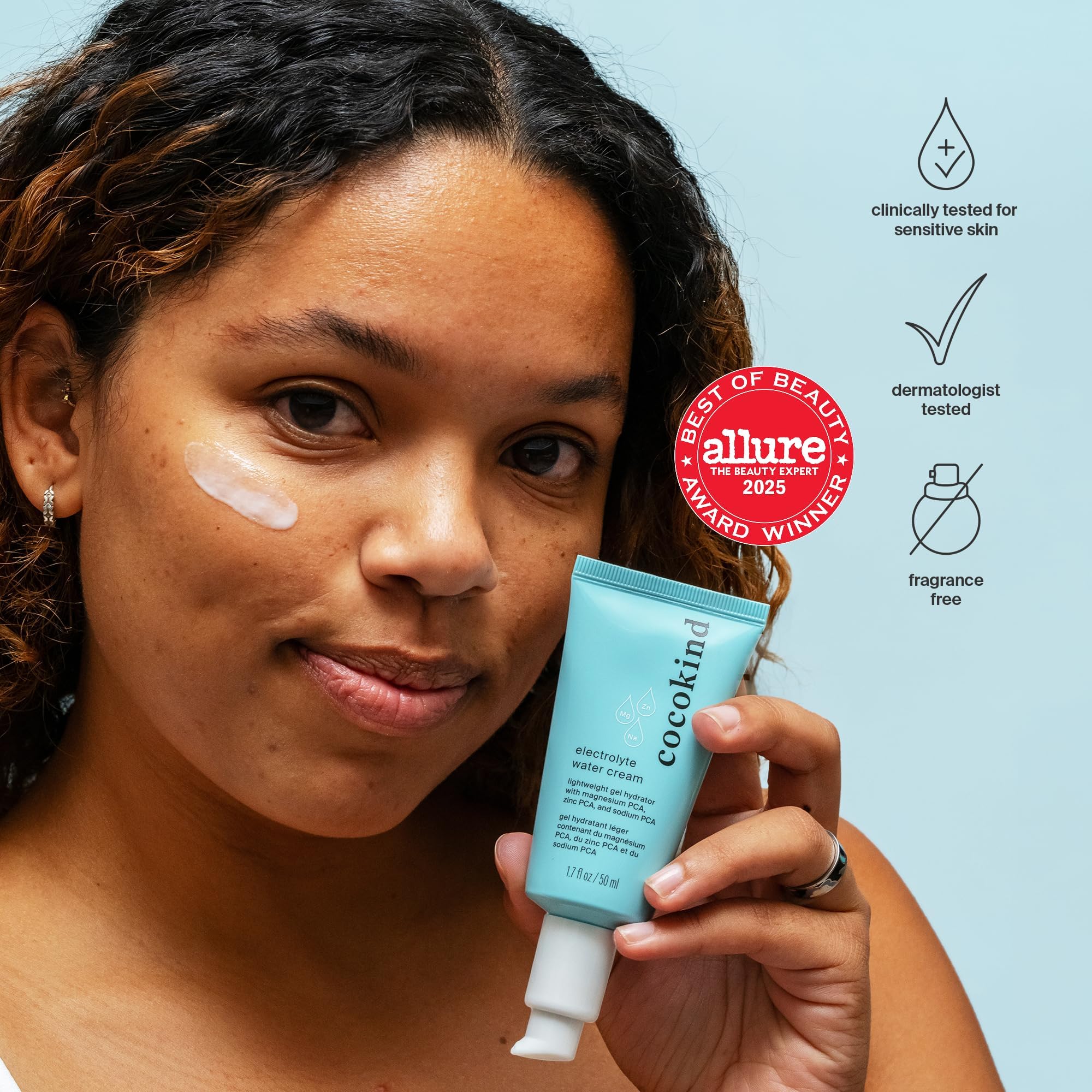 Close-up of Gel texture from Cocokind Electrolyte Water Cream.