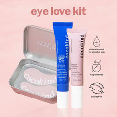 Cocokind Eye Love Kit showing ceramides and squalane hydrating the eye skin