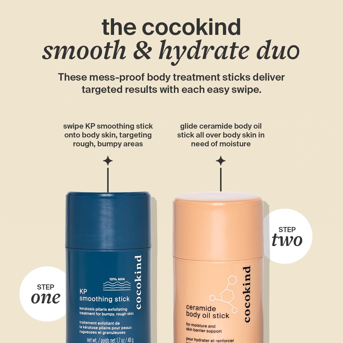 Fragrance-free formula of Cocokind KP Smoothing Stick suitable for sensitive skin.