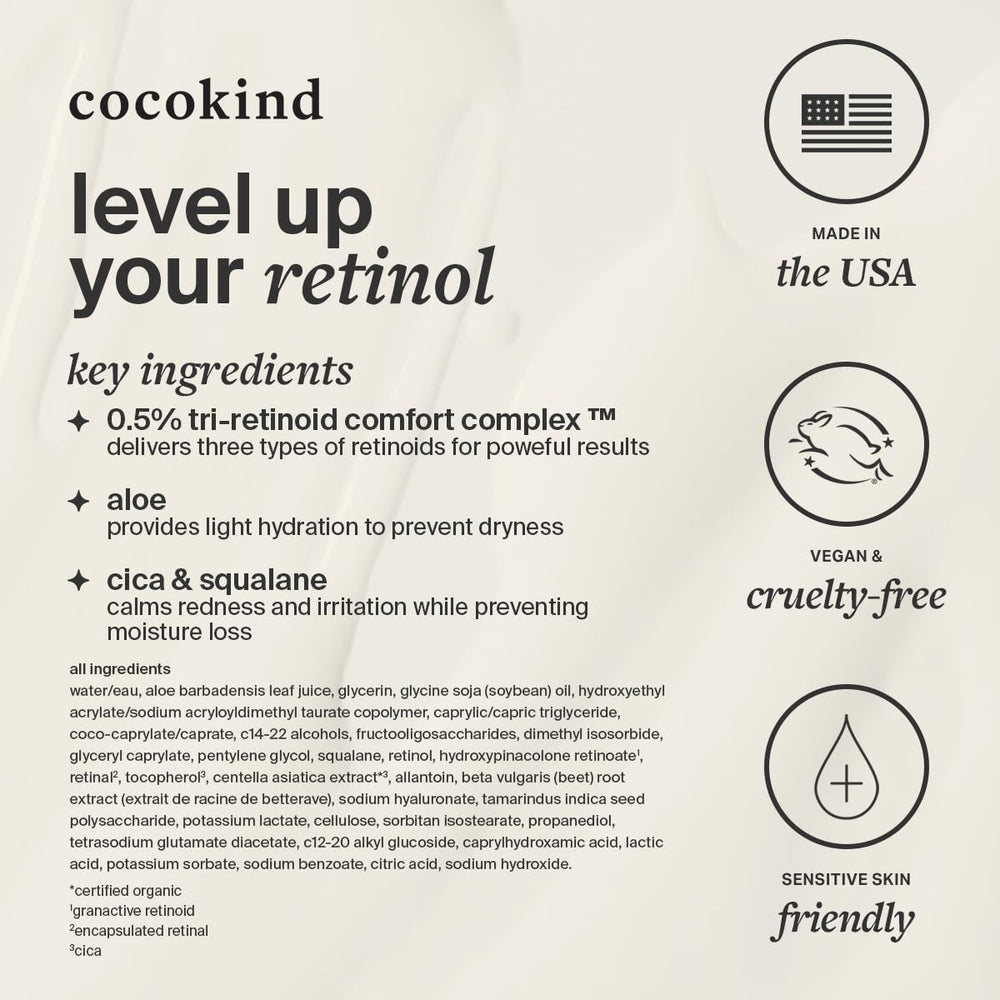 Cocokind Night routine with Retinol Gel suggests safe PM usage