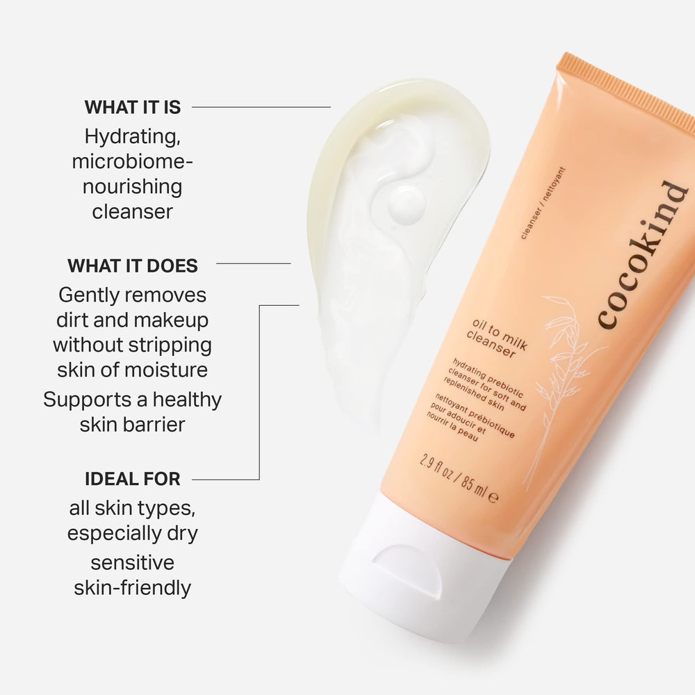 Cocokind Oil to Milk in action emulsifying with water for a milky cleanse.