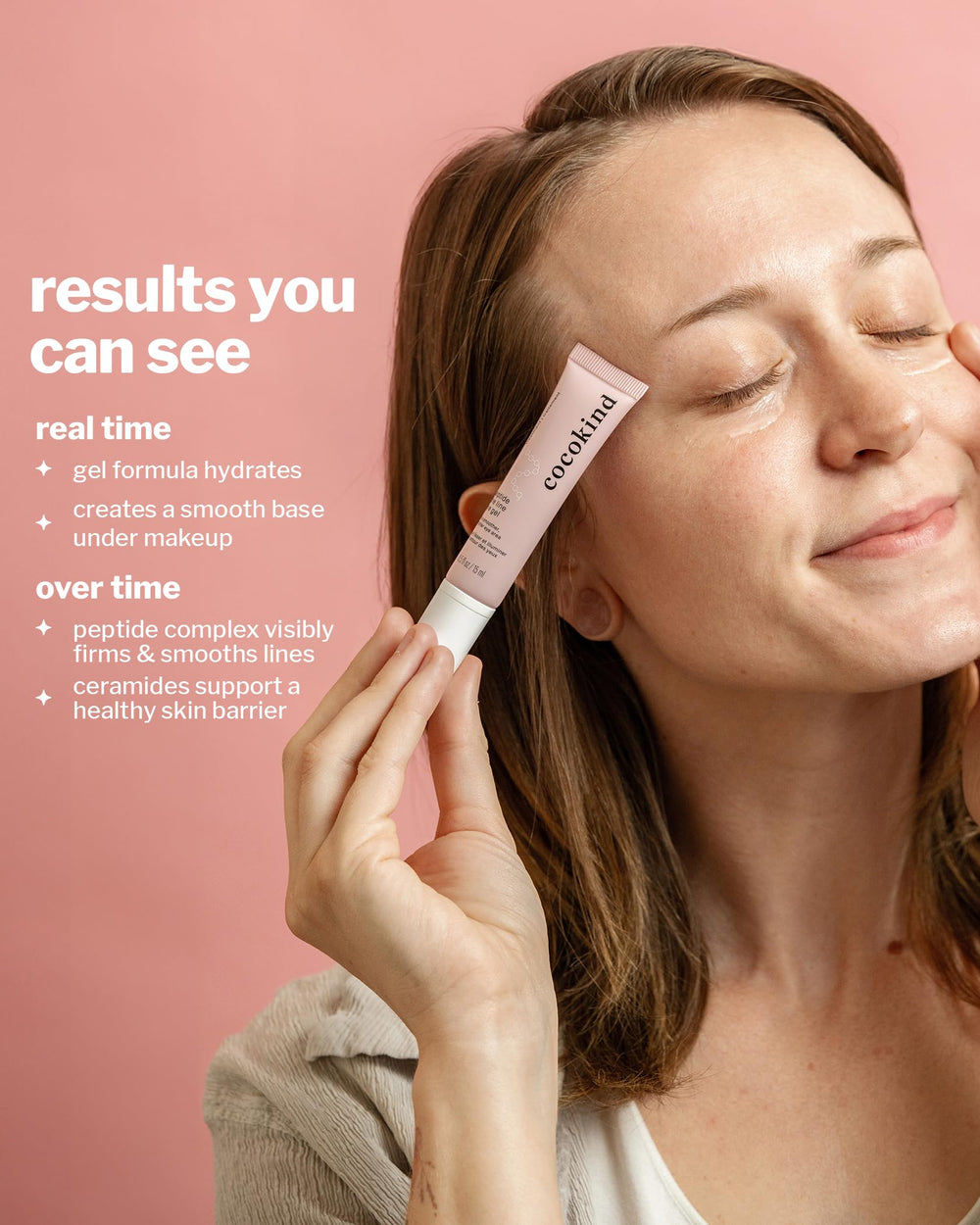 Cocokind Peptide Eye Gel daily-use scene depicting quick absorption in morning routine.