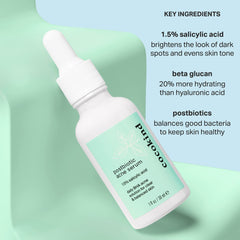 Cocokind Postbiotic Acne Serum ingredients highlight postbiotics and salicylic acid benefits.