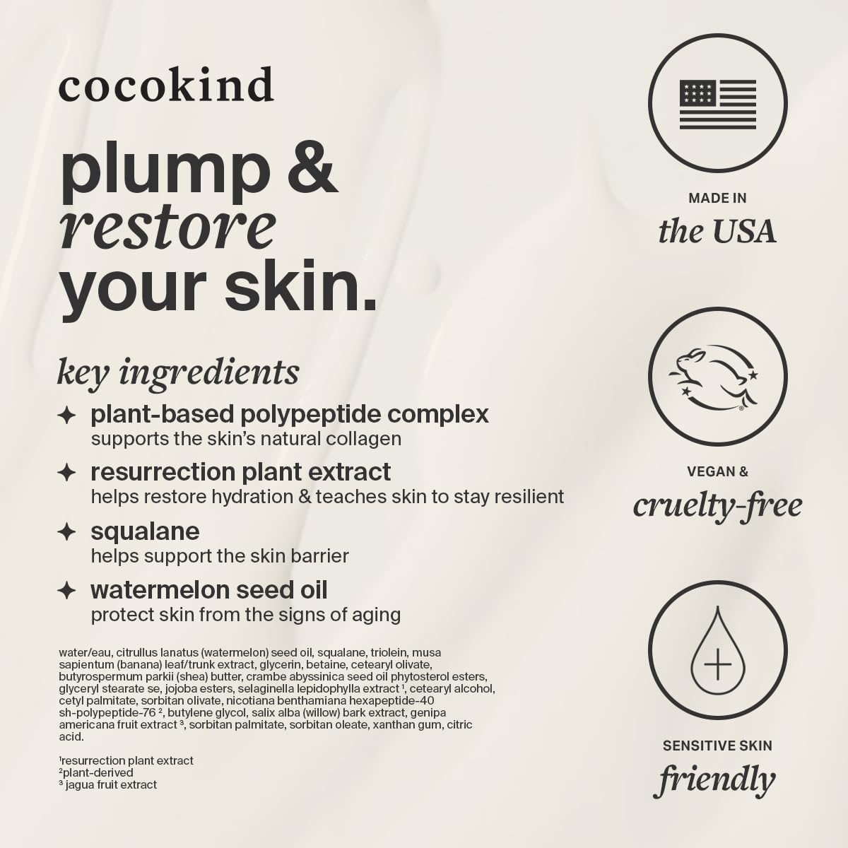 Evening skincare routine featuring Cocokind Resurrection Polypeptide Cream