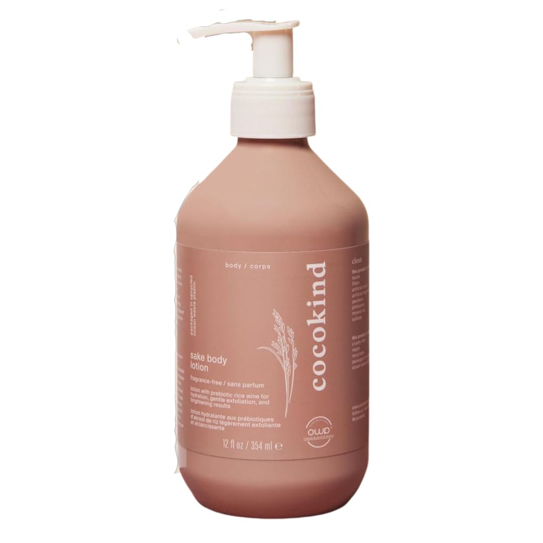 Cocokind Sake Body Lotion bottle front view shows lightweight hydration