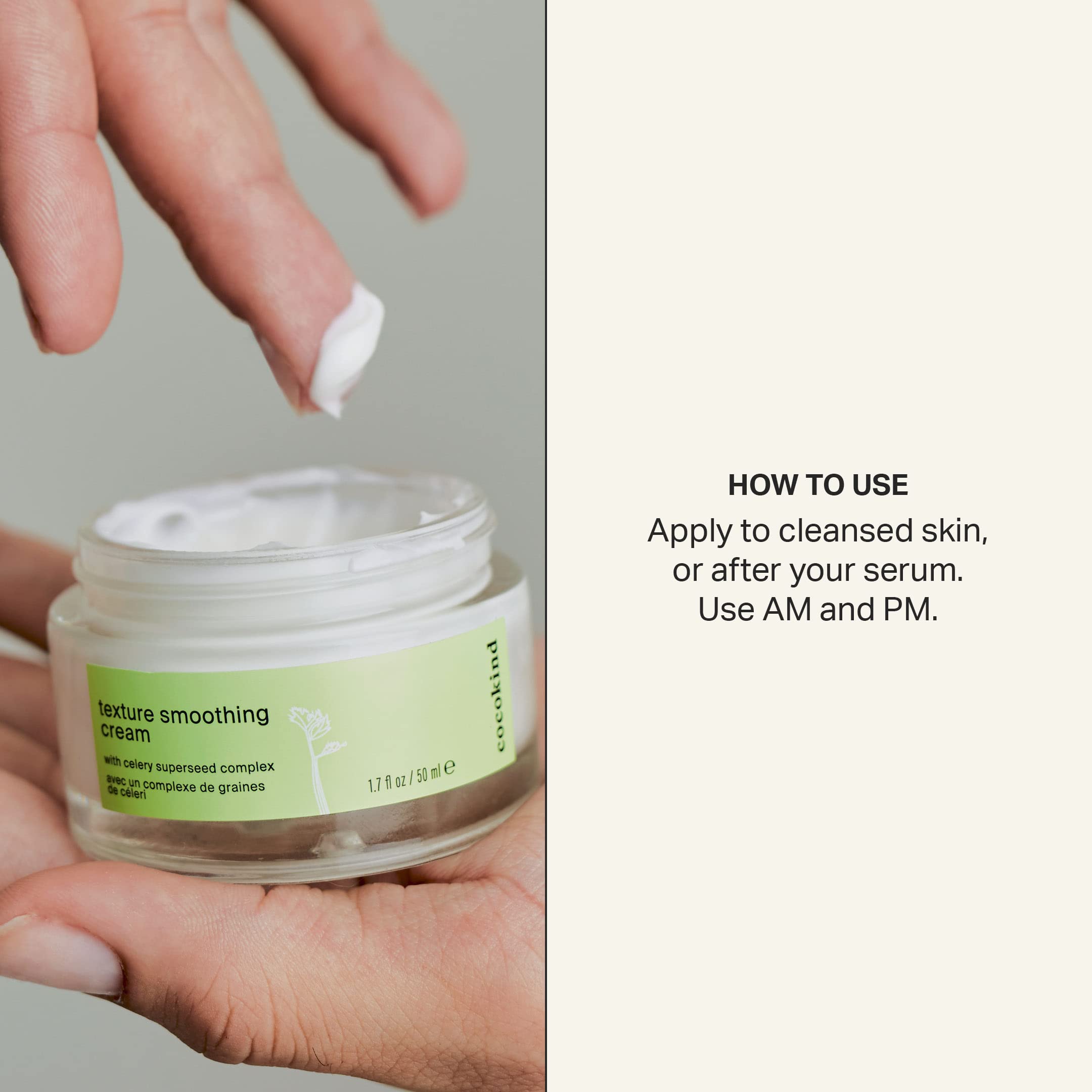 Cocokind Texture Smoothing Cream on skin provides lightweight hydration
