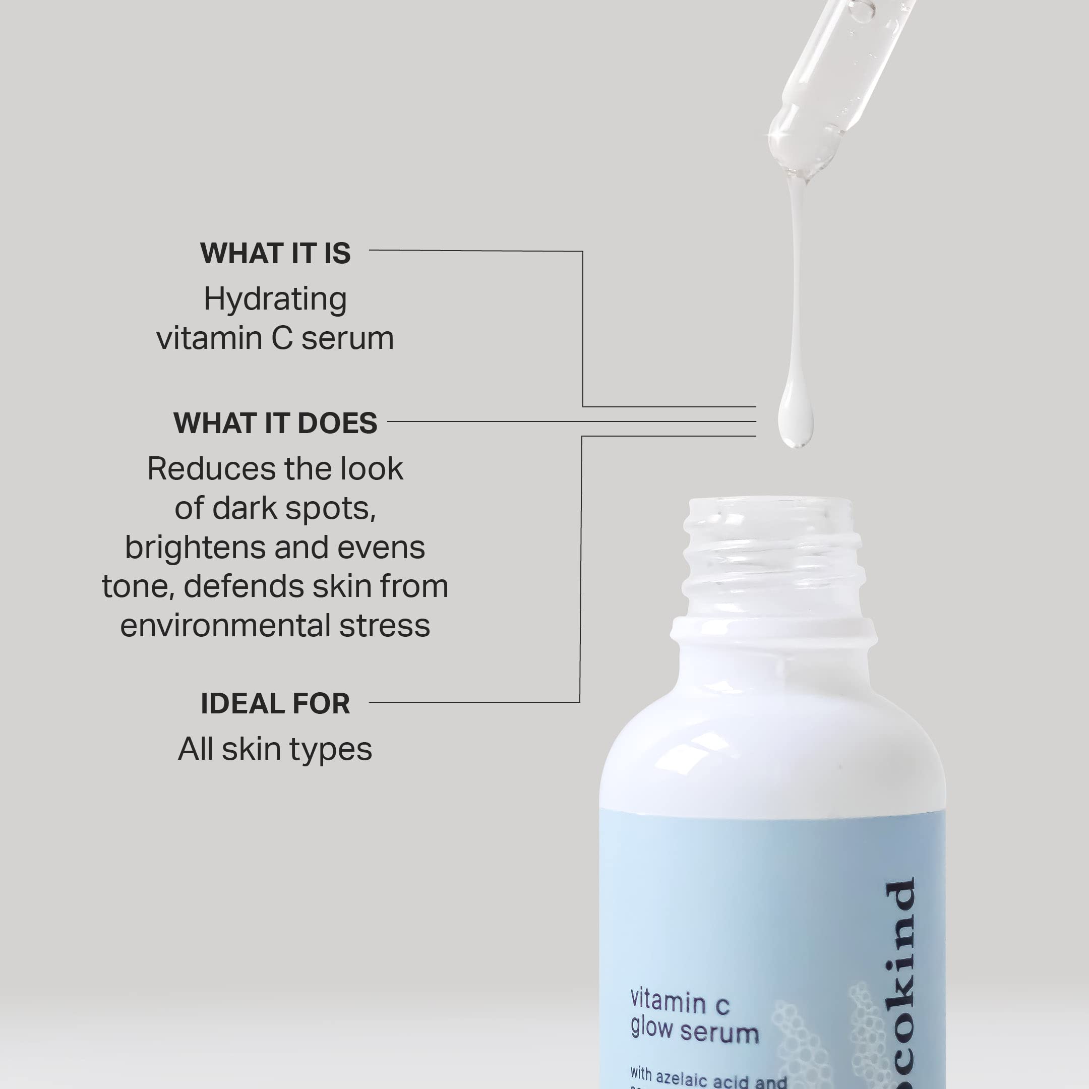 Cocokind Vitamin C Glow Serum dropper ready for precise application