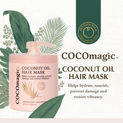 Cocomagic coconut oil hair mask applied to damp hair for moisture