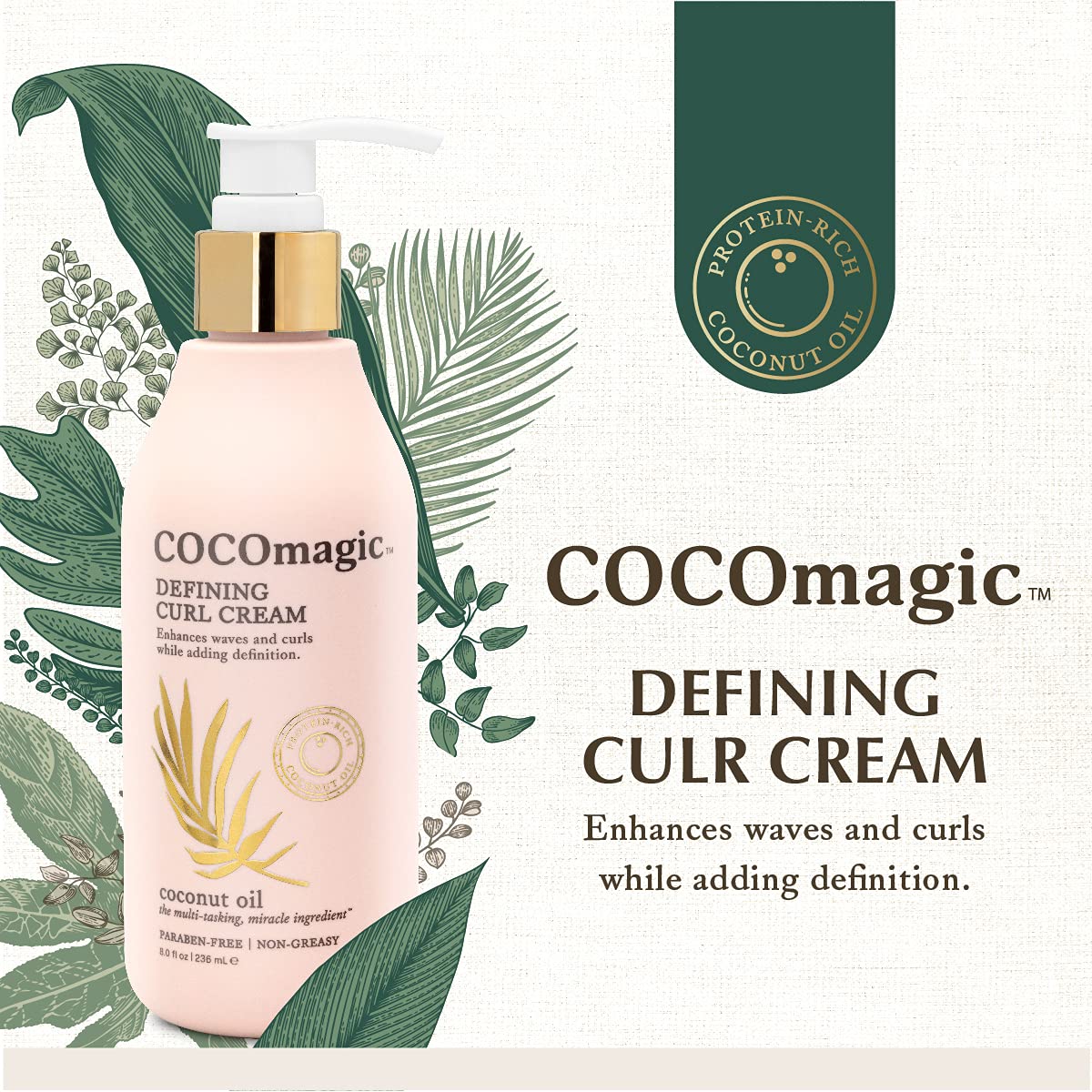 Close-up of hair being detangled with Cocomagic curl cream.