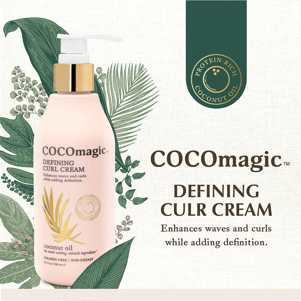 Close-up of hair being detangled with Cocomagic curl cream.