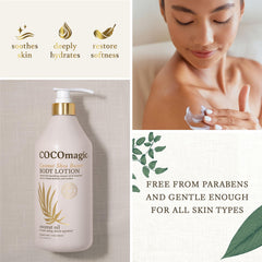 Cocomagic non-greasy formula demonstrated on skin.