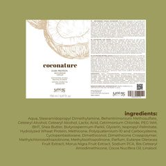 COCONATURE Hair Protein graphic highlights hydrolyzed keratin and collagen for strength