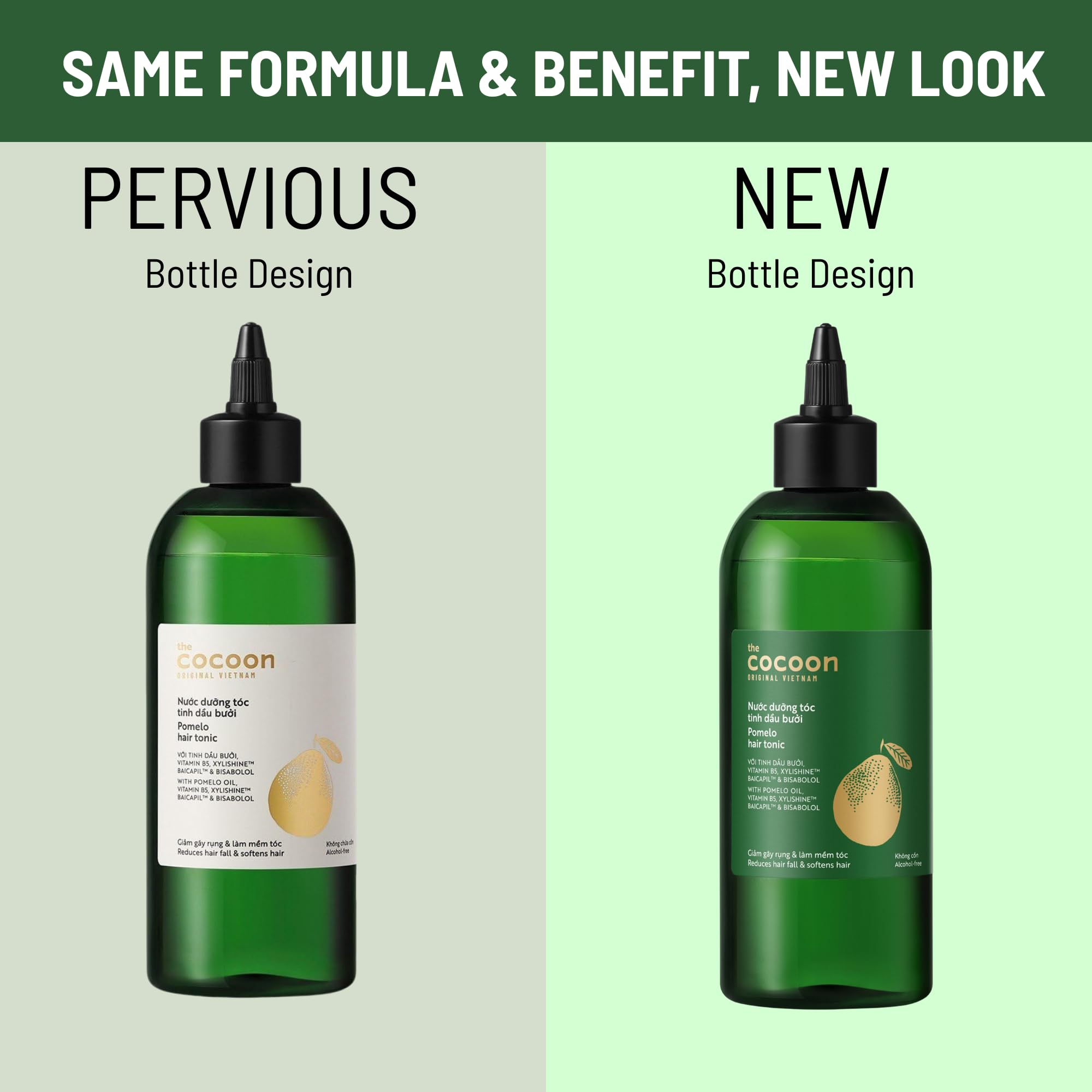 Cocoon Original Pomelo Oil Hair Tonic ingredients close-up showing vegan formula.