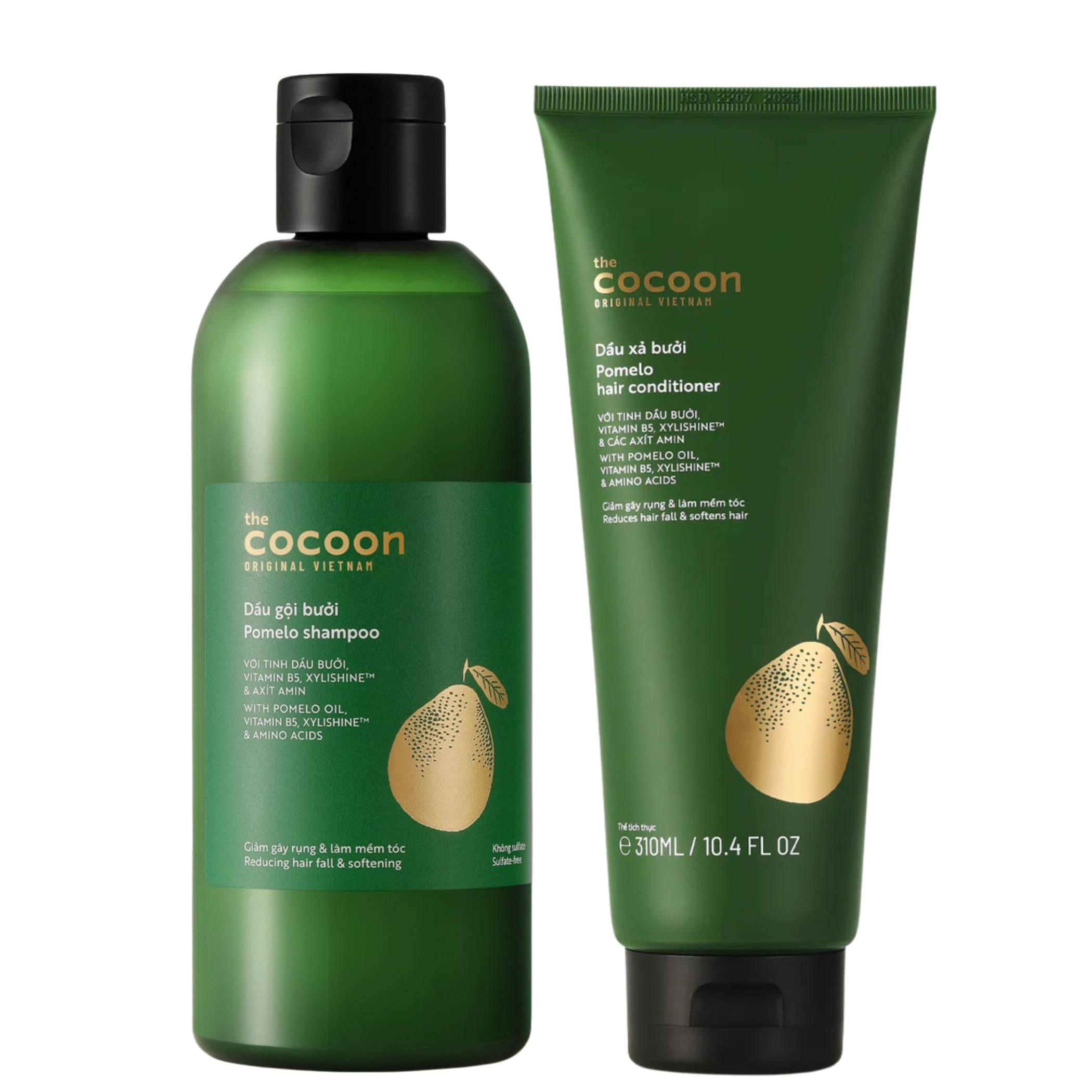 CocoonOriginal Pomelo Shampoo bottle emphasizes vegan, sulfate-free cleansing.