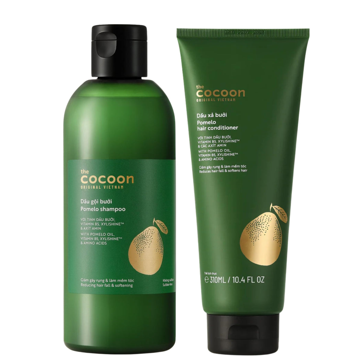 CocoonOriginal Pomelo Shampoo bottle emphasizes vegan, sulfate-free cleansing.