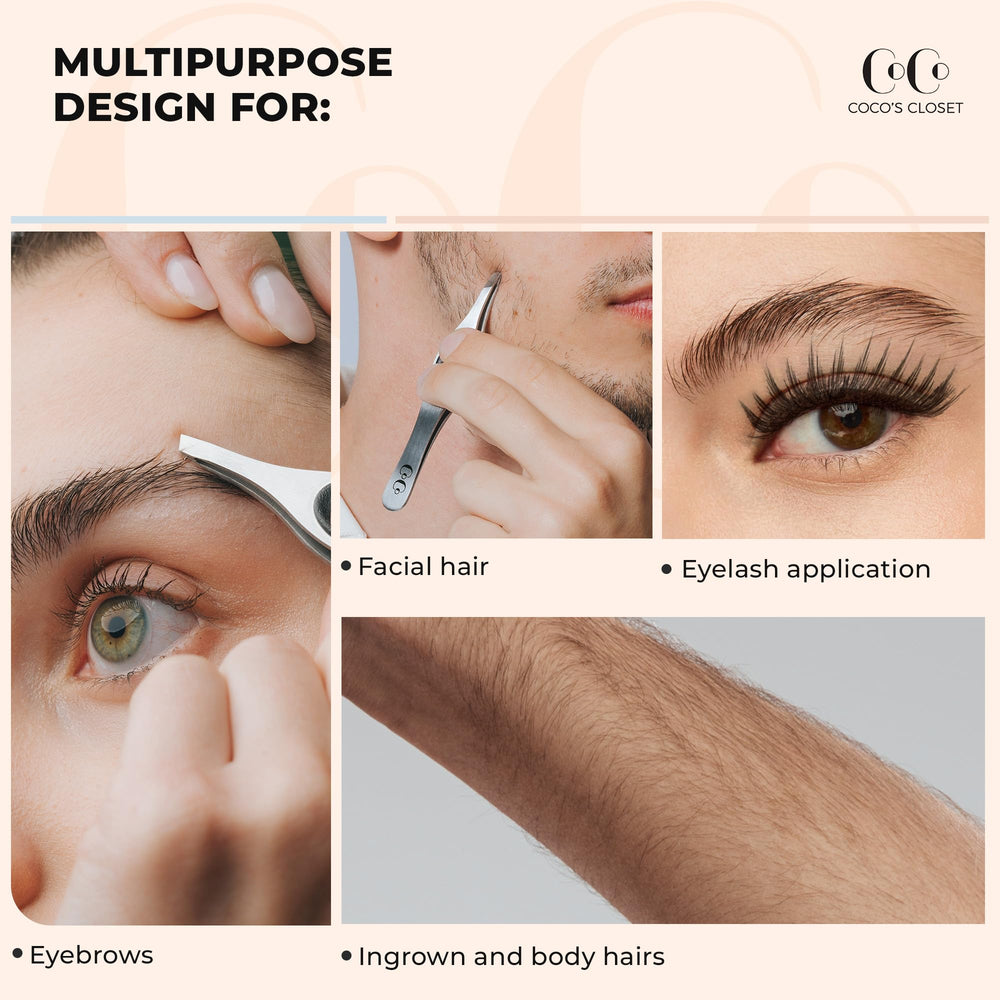 Coco's Closet slip-free grip tweezers ensure comfortable handling during use.