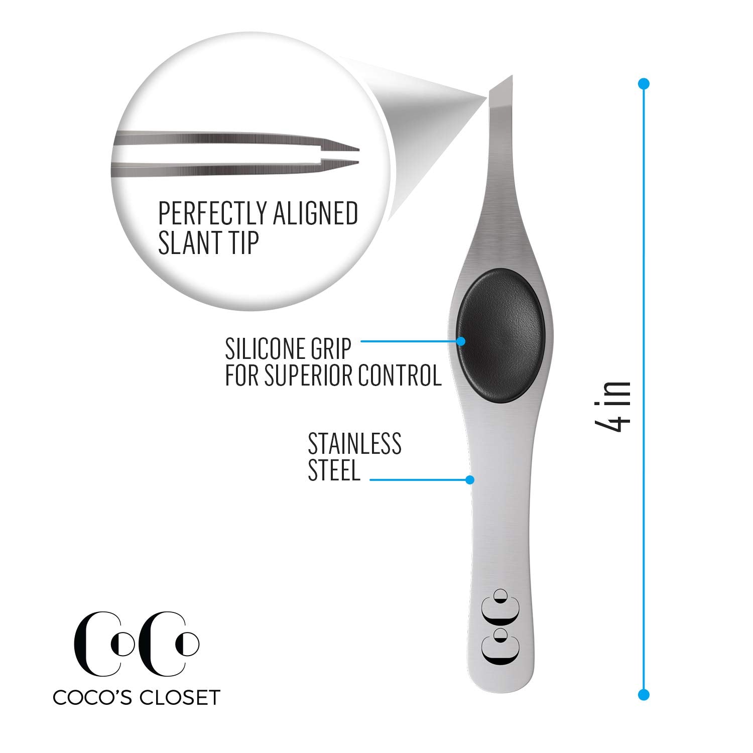 Coco's Closet stainless steel tips for clean hair removal with minimal tug
