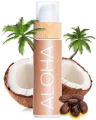 COCOSOLIS ALOHA bottle pour for smooth, even tan preparation.