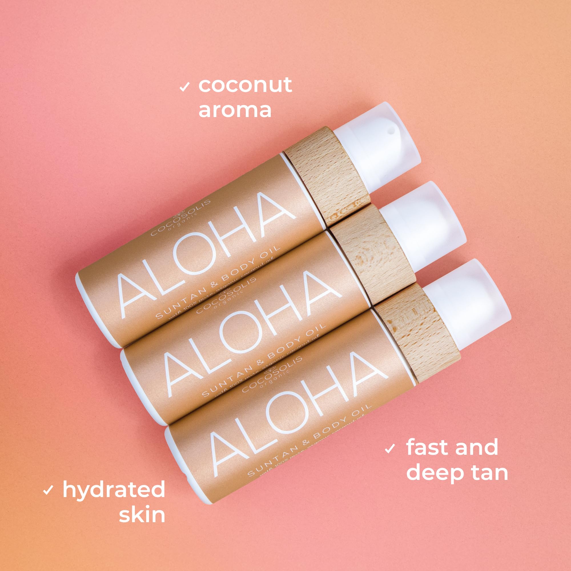 COCOSOLIS ALOHA coconut oil feature for deep hydration.