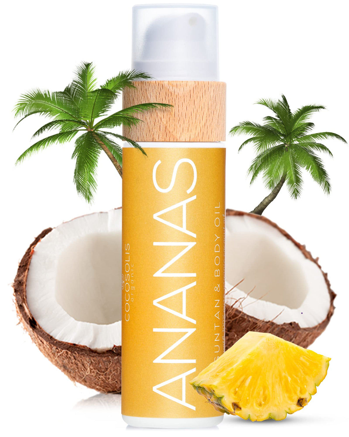 COCOSOLIS ANANAS tanning lotion bottle closeup highlighting rich formula for deeper tan