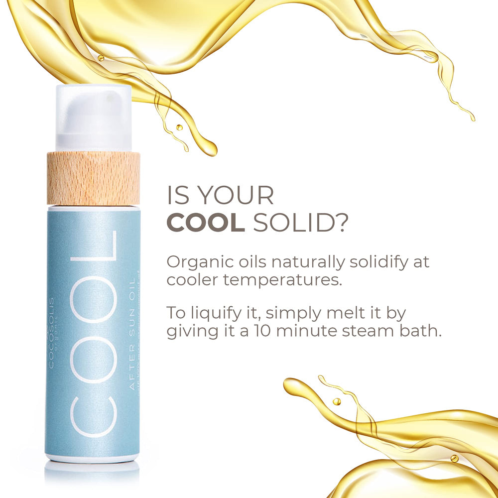 COCOSOLIS Cool After Sun bottle with minty scent and cooling sensation.