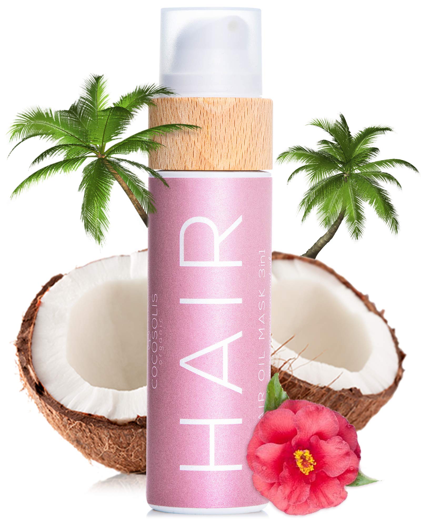 COCOSOLIS Hair Oil Mask 3in1 bottle offers one-step care for silky, radiant hair.