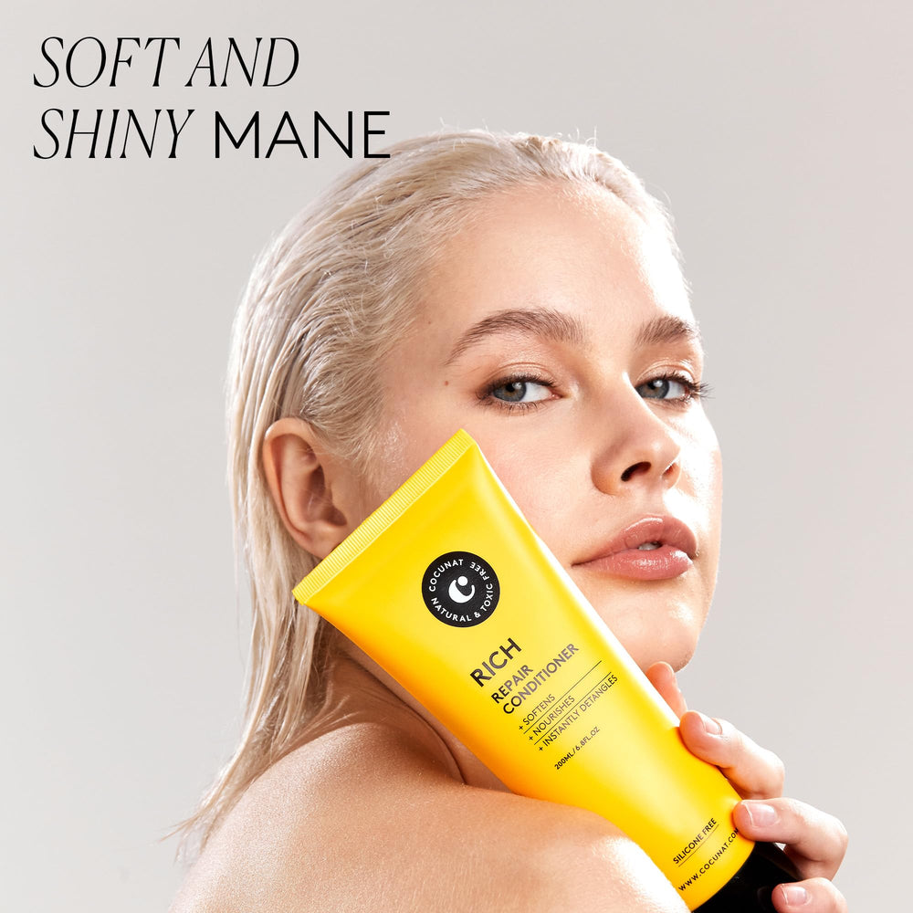 COCUNAT Rich Conditioner with green apple scent enhances daily routine.