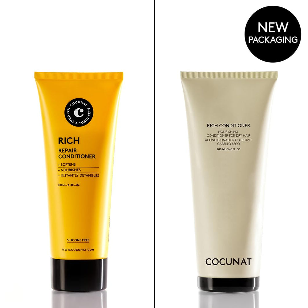 COCUNAT Rich Conditioner texture close-up shows creamy detangling formula.