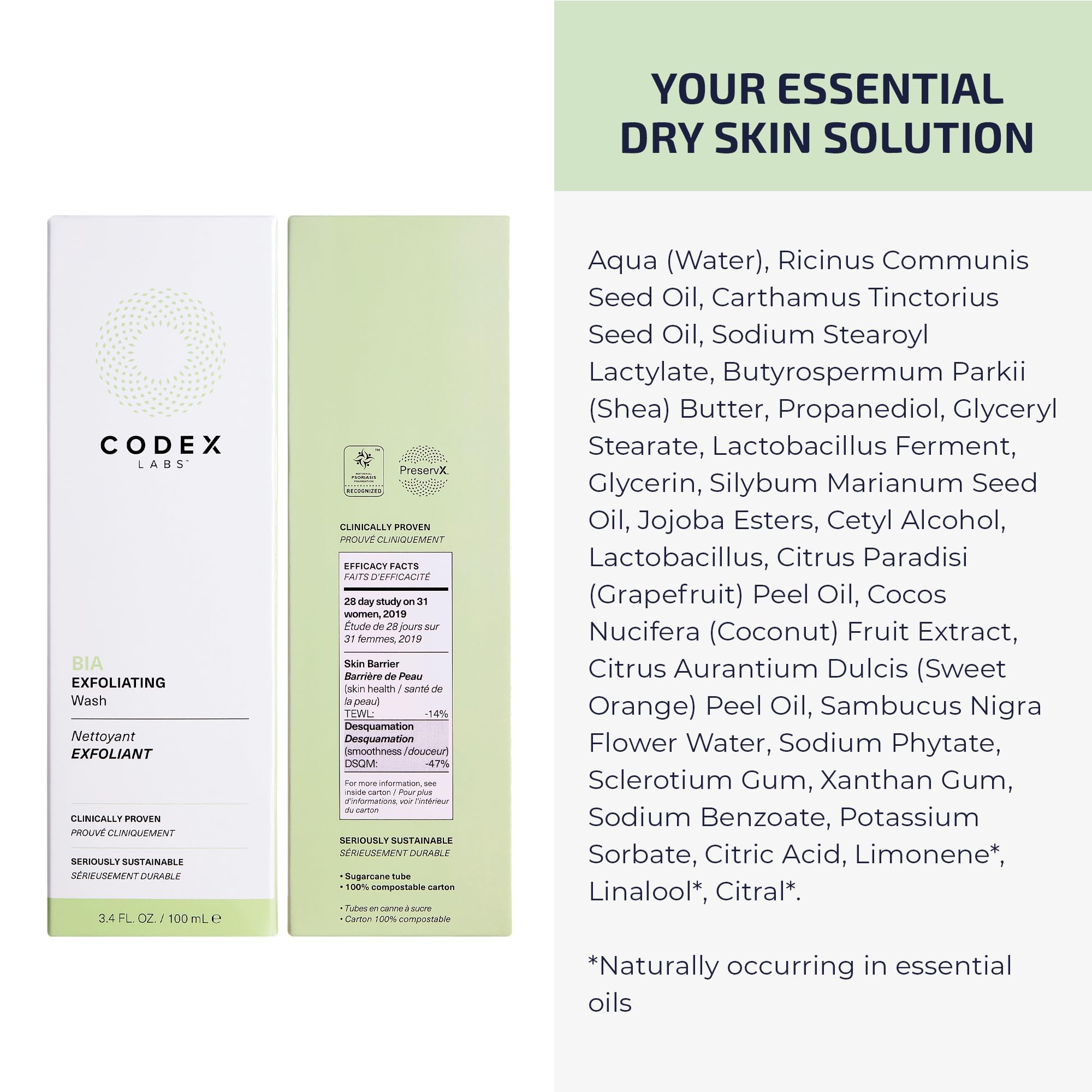 Codex Labs Bia exfoliating face wash close-up lather texture suggesting gentle exfoliation.