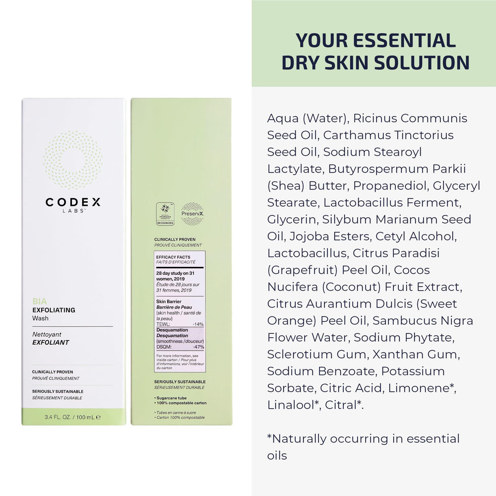 Codex Labs Bia exfoliating face wash close-up lather texture suggesting gentle exfoliation.