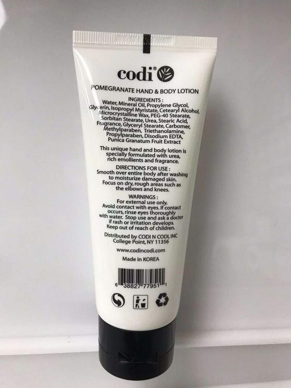 Bathroom vanity display featuring CODi Pomegranate Lotion