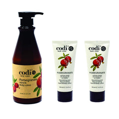 CODi Pomegranate Lotion bottle with pump for quick, non-greasy hydration
