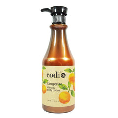 Codi Tangerine hand and body lotion bottle delivers antioxidant hydration for skin.