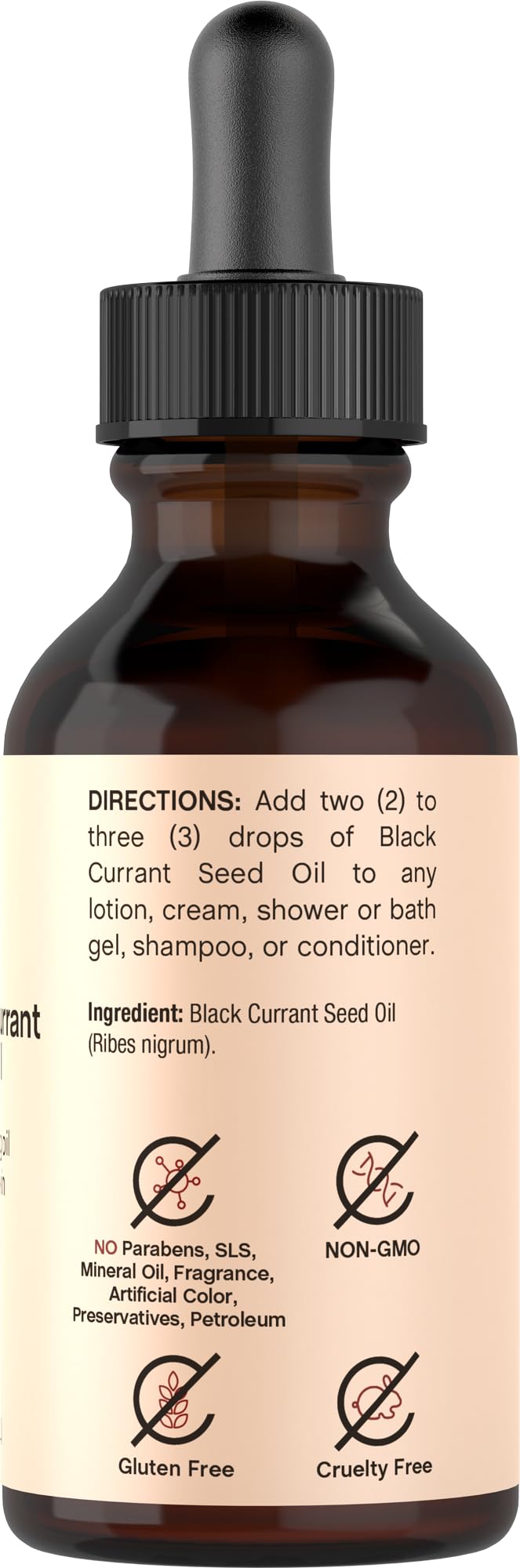 Coera Black Currant Seed Oil dropper releasing nourishing oil for scalp or skin.