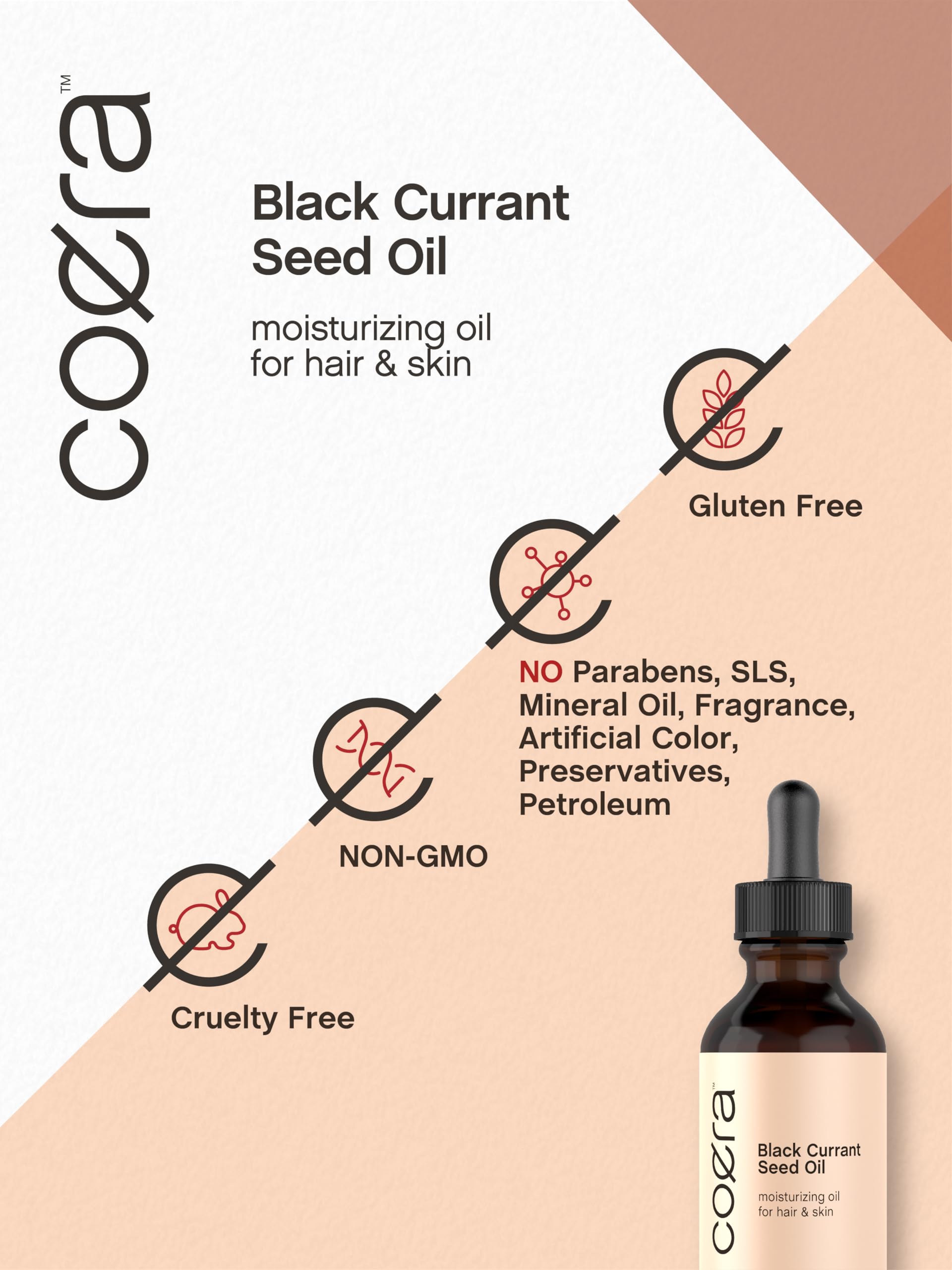 Coera oil applied to hair ends to tame frizz and add shine.