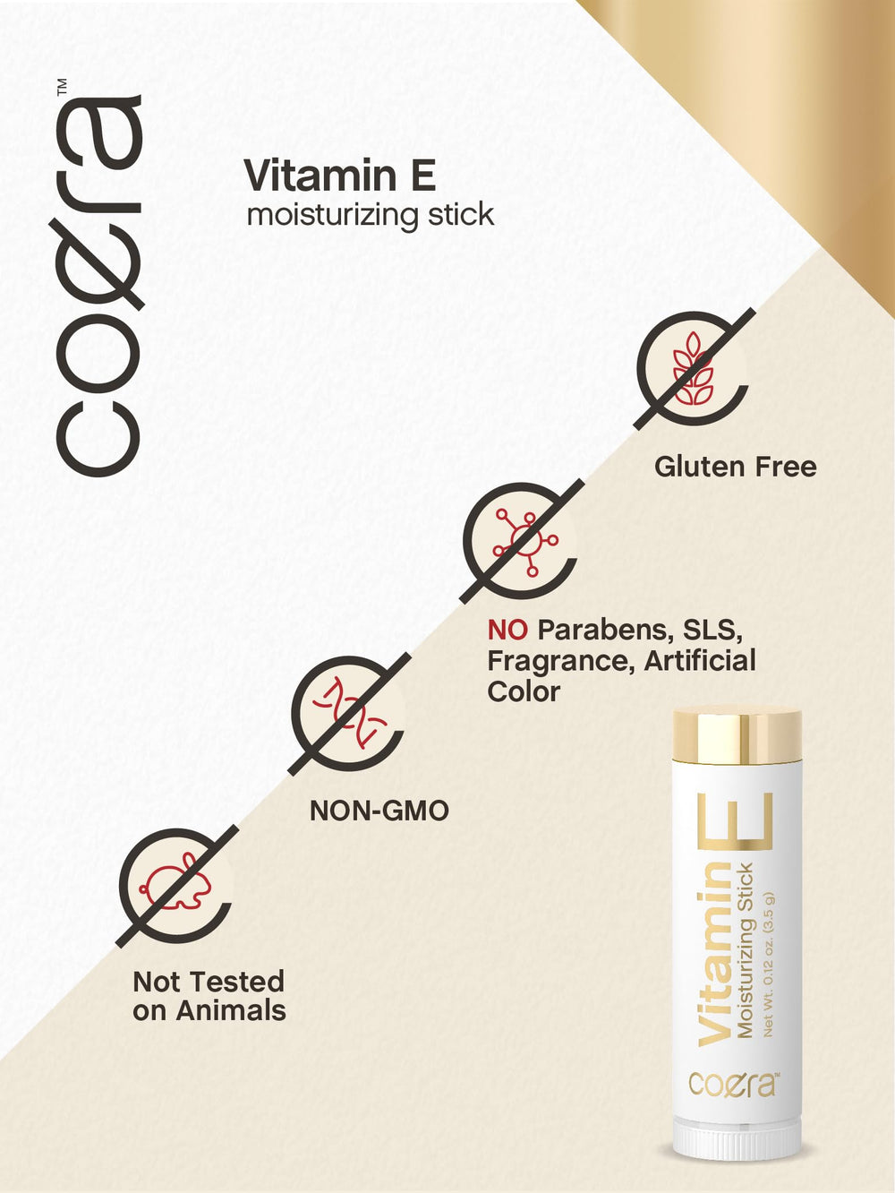 Front view of Coera Vitamin E lip stick pack design
