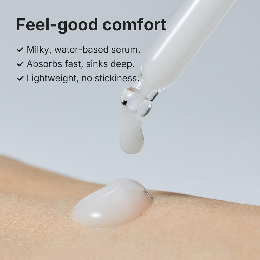 Coeternal Serum layered under makeup shows ideal daytime hydration