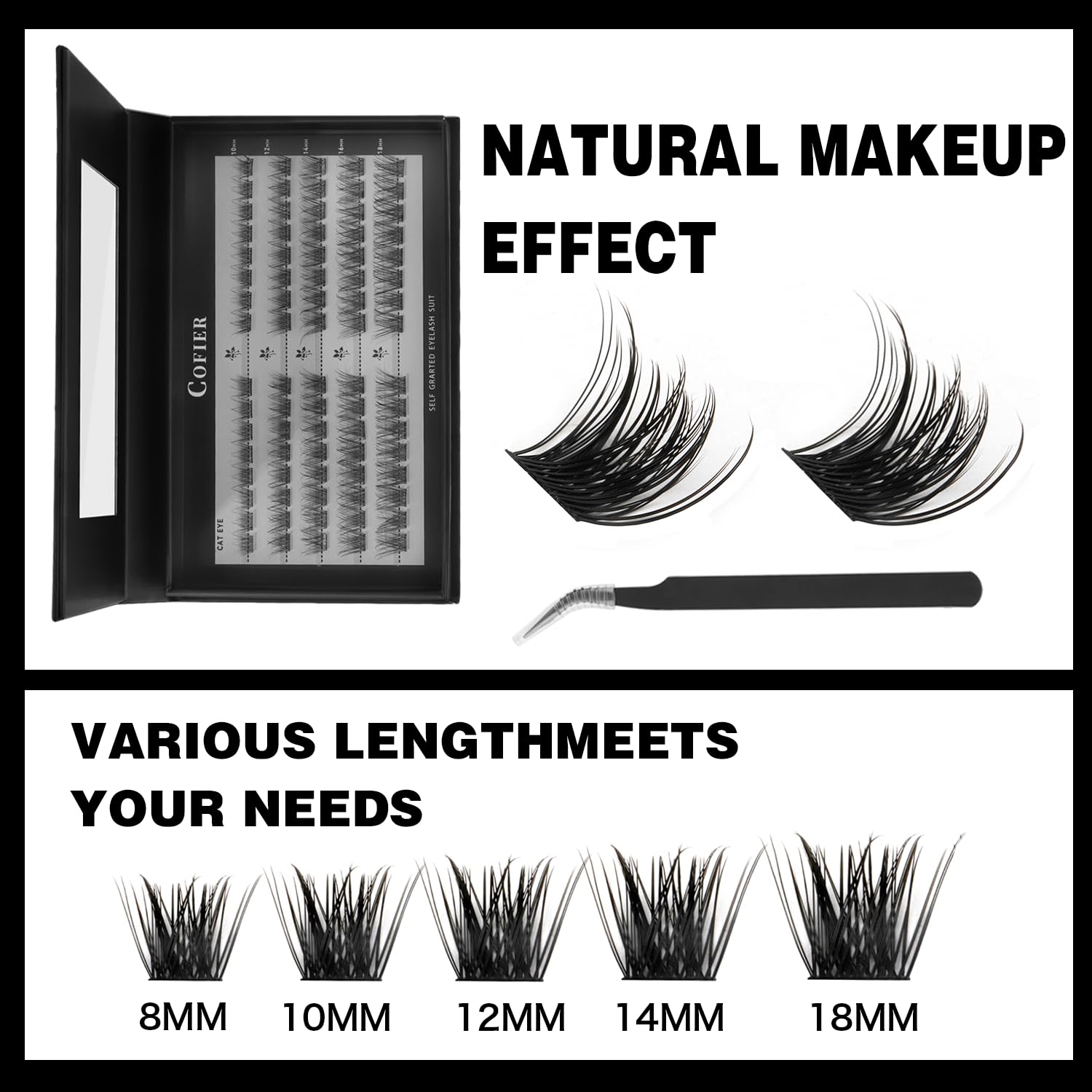 Cofier lash tweezers ready for precise cluster placement.