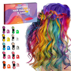 COLAYERIST Hair Chalk palette-10 colors for vibrant, temporary color on hair