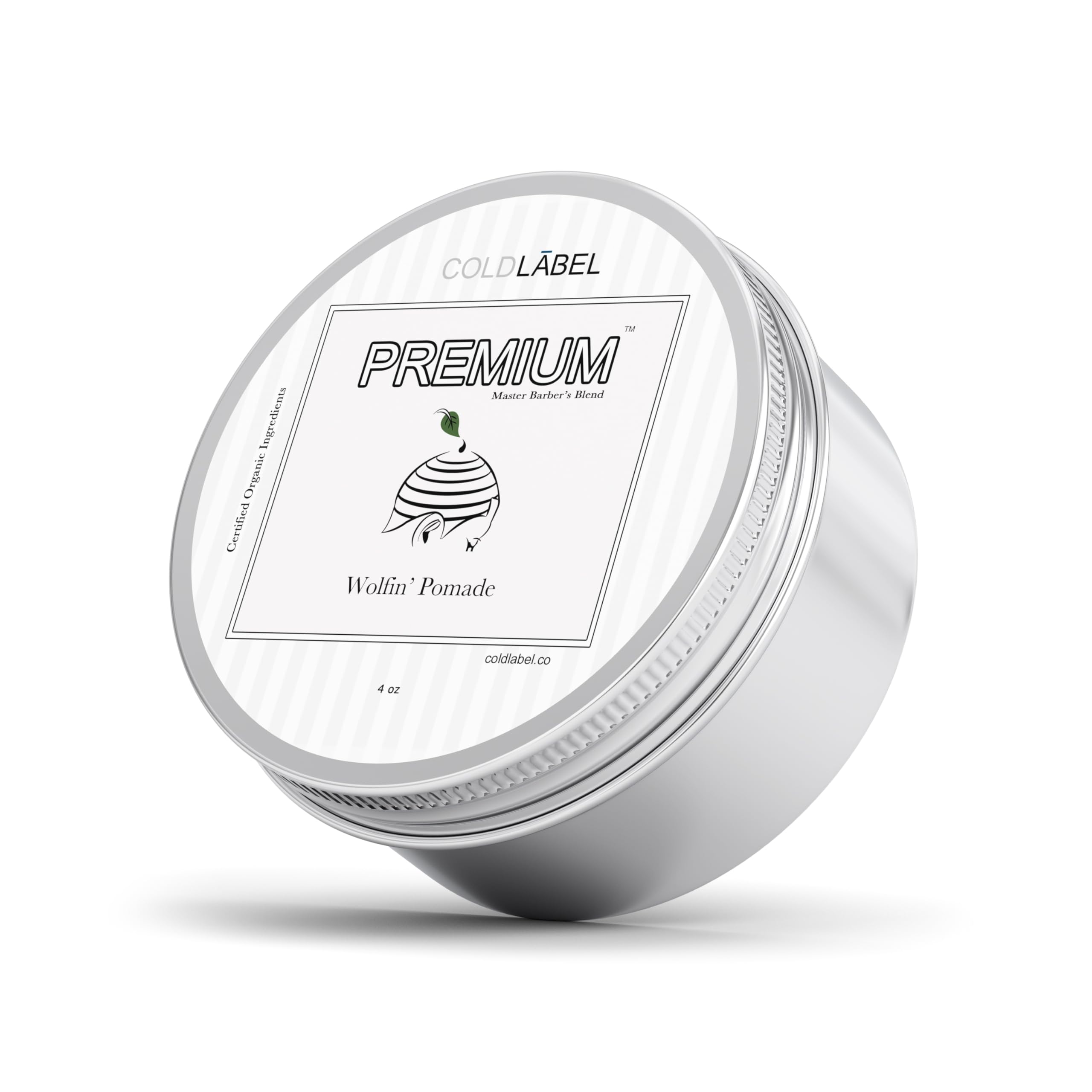 COLDLABEL Wolfin' Pomade jar with all-day hold and shine