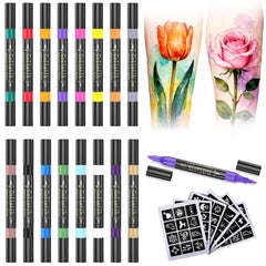 Coliatik 16-color dual-tip markers for vibrant skin art.