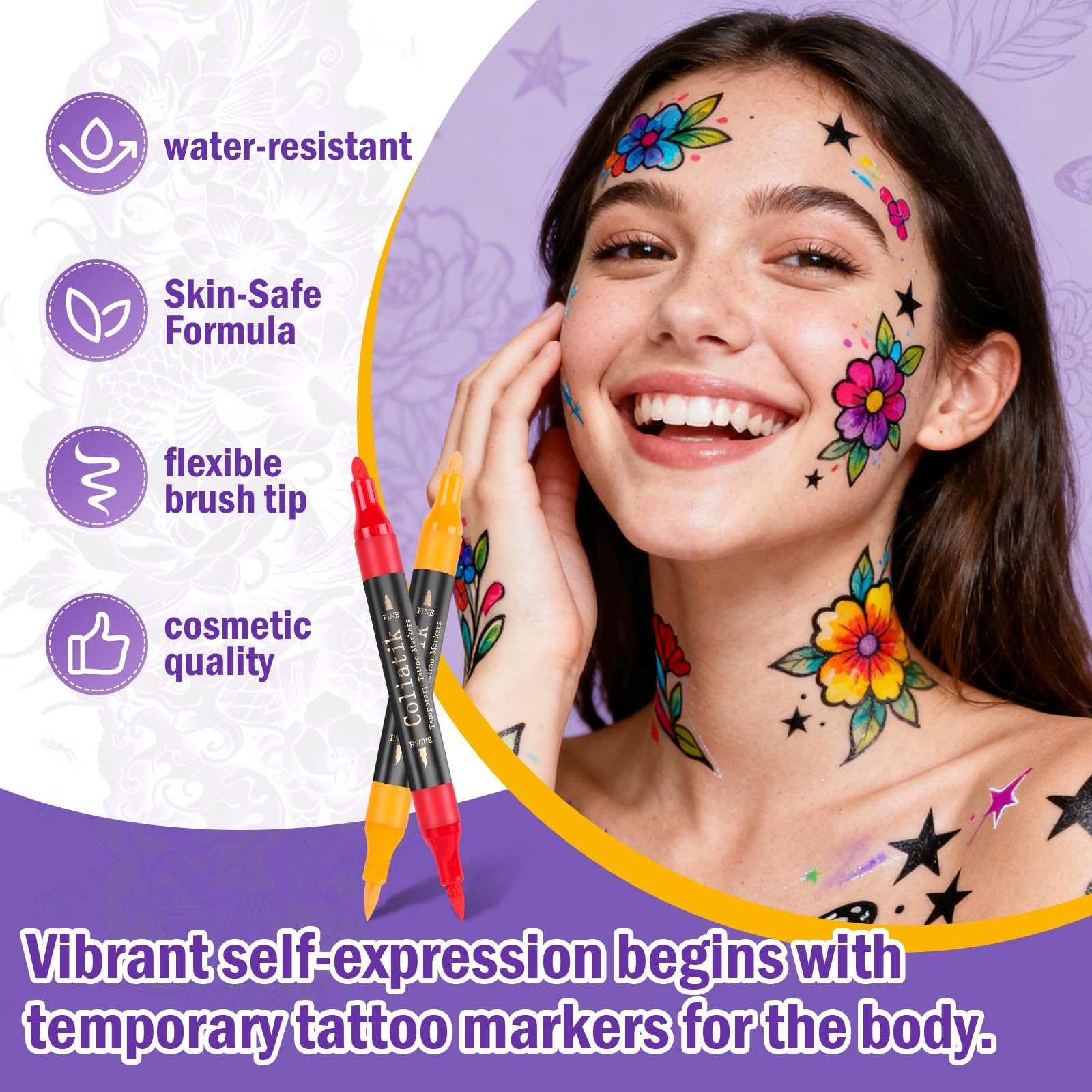 Coliatik washable colors wash off easily with soap and water.