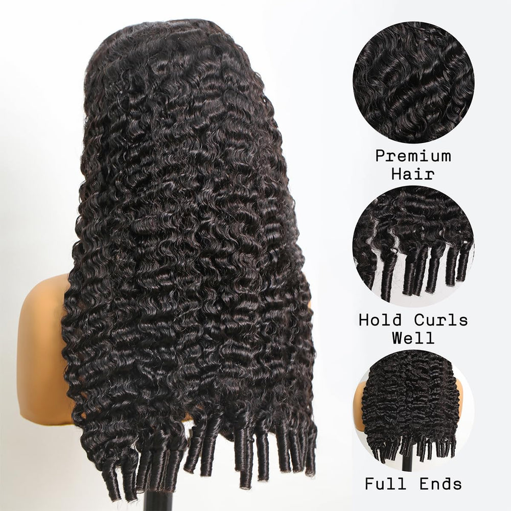 Coliki Burmese curly wig with 5x5 closure and pre-plucked hairline for easy styling.