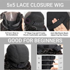 Coliki wig with adjustable elastic band and fixed combs for a secure fit.