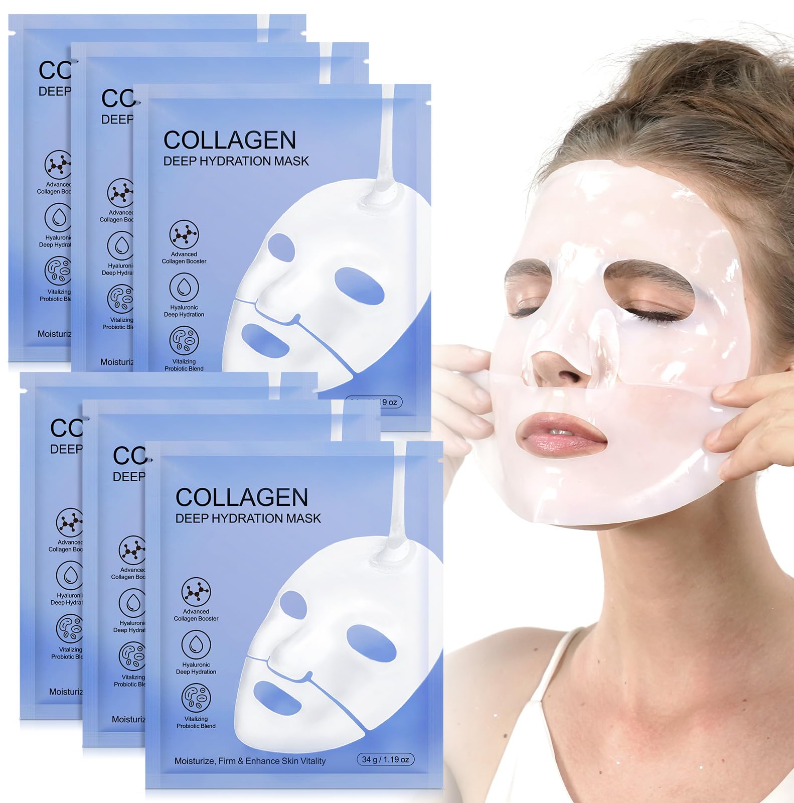 Collagen Face Mask application around mouth area for smoother skin