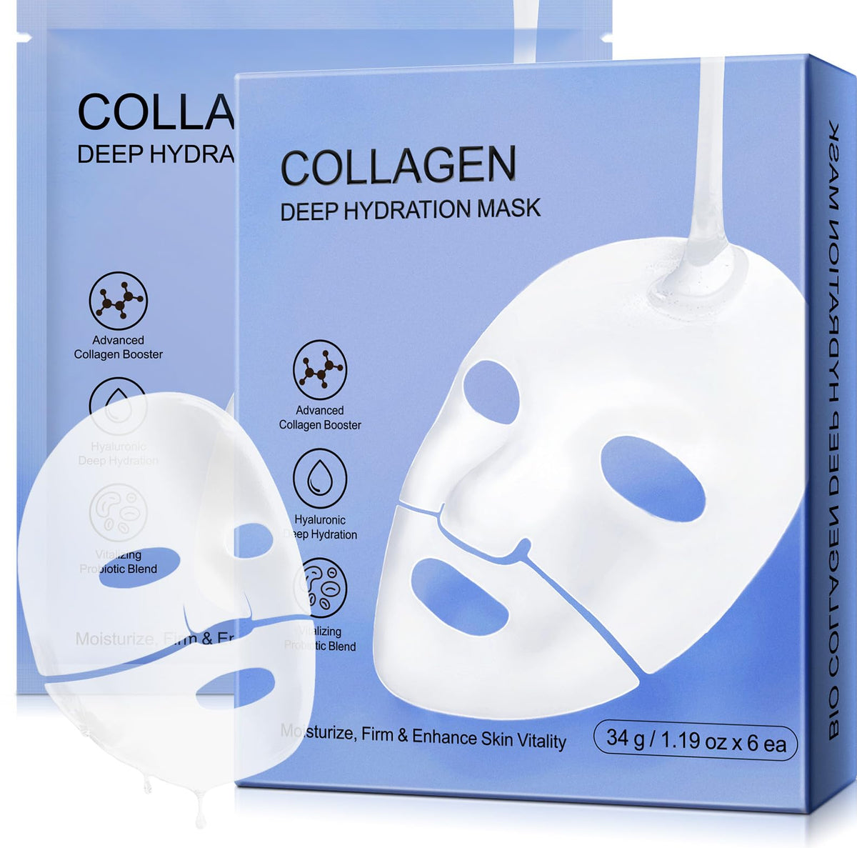 Collagen Face Mask packaging detail highlights premium skin treatment