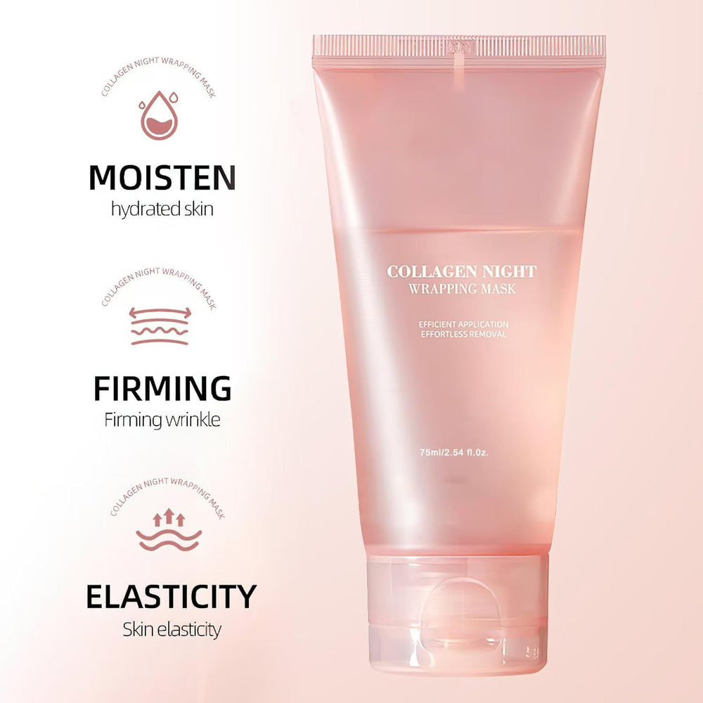 Collagen Night Wrapping Mask overnight absorption reveals hydrated, refreshed complexion.