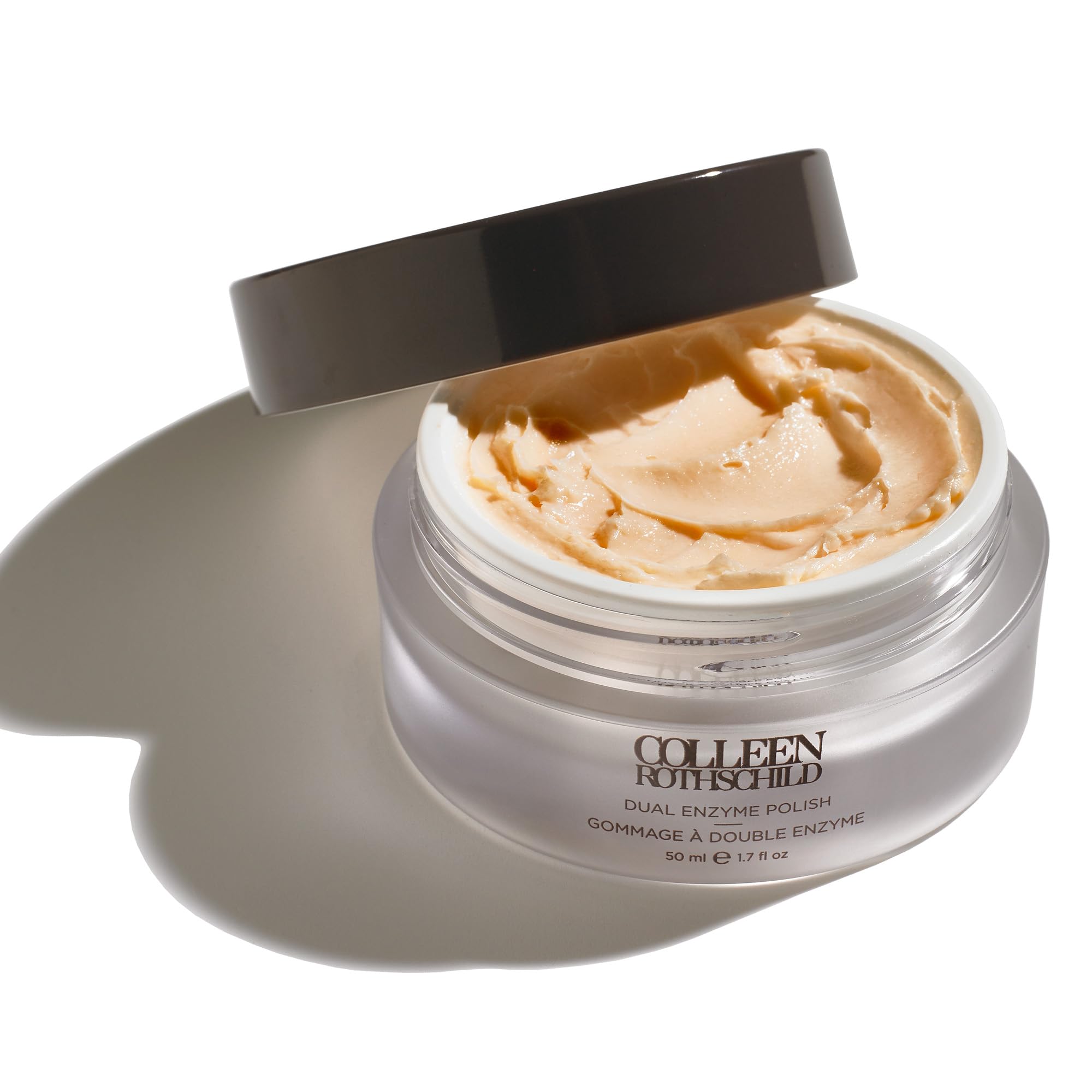 COLLEEN ROTHSCHILD Dual Enzyme Polish bottle close-up highlighting exfoliation benefits.