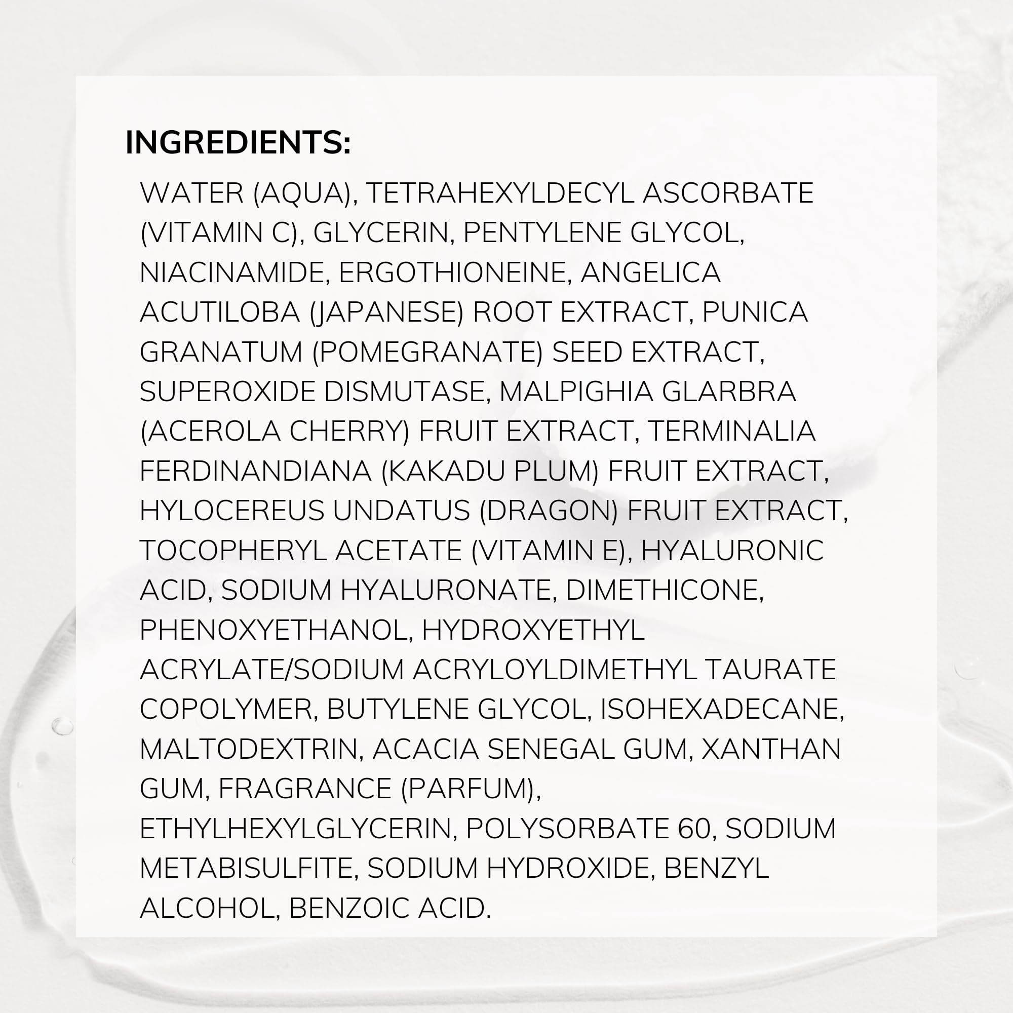 COLLEEN ROTHSCHILD label close-up highlighting vitamin C and niacinamide