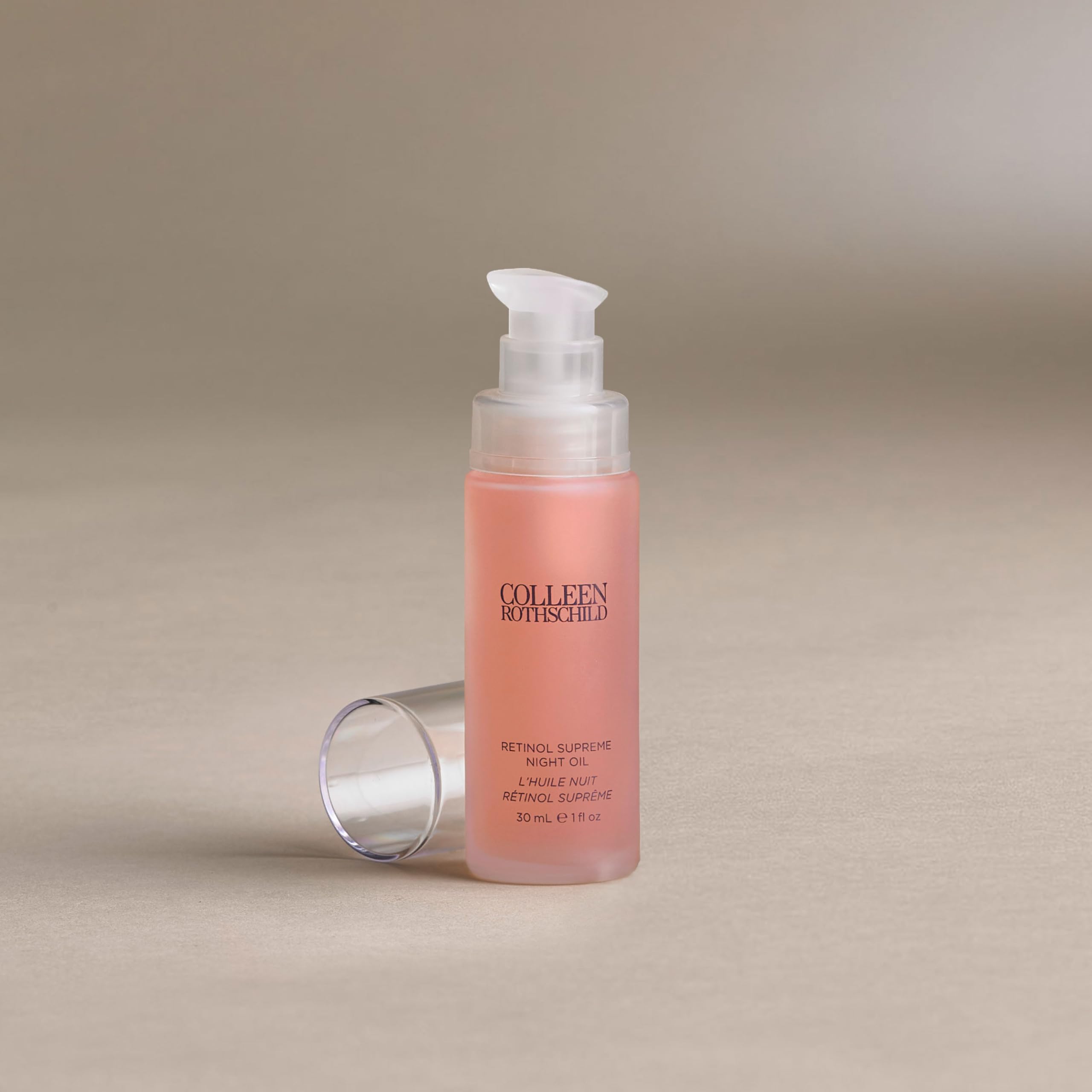 COLLEEN ROTHSCHILD Retinol Supreme Night Oil application scene suggests overnight skin nourishment